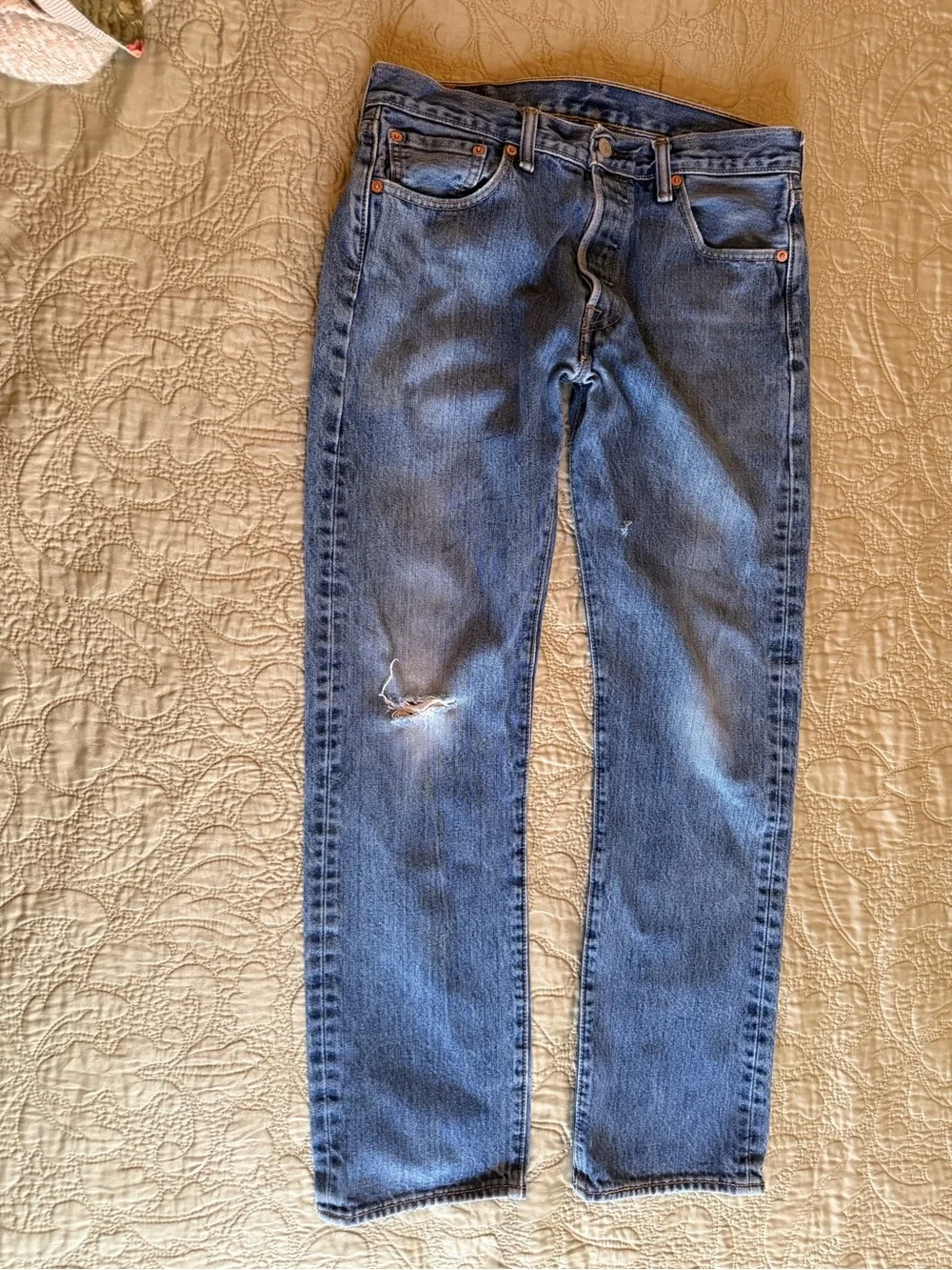 Vintage Levi’s 501 Button Fly Jeans Distressed Grunge 90s Straight Leg USA - Picture 4 of 13